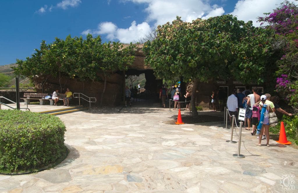 Covered patio with ocean view