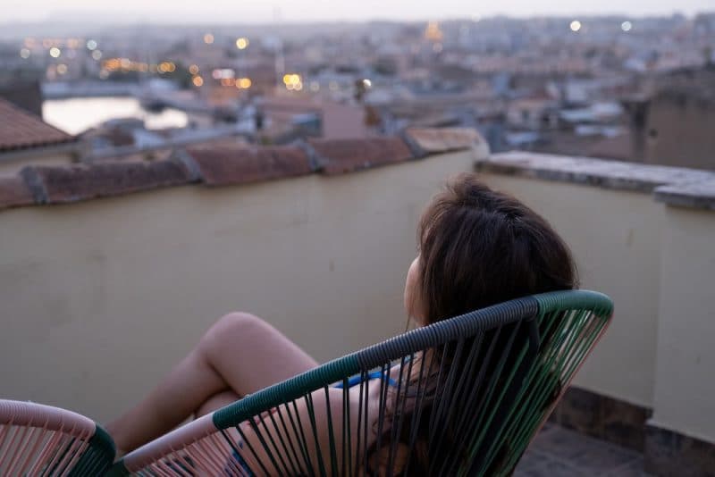 Night scene with hammock