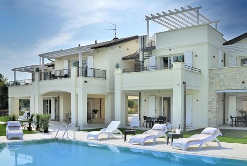 Covered patio with ocean view