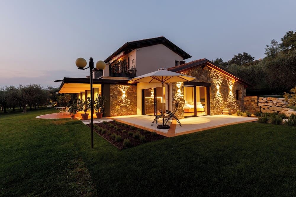 Covered patio with ocean view