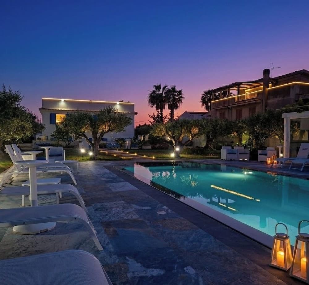 Covered patio with ocean view