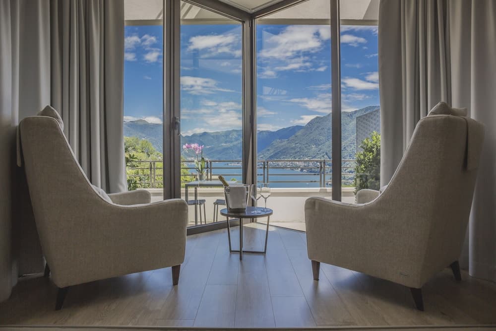 Covered patio with ocean view