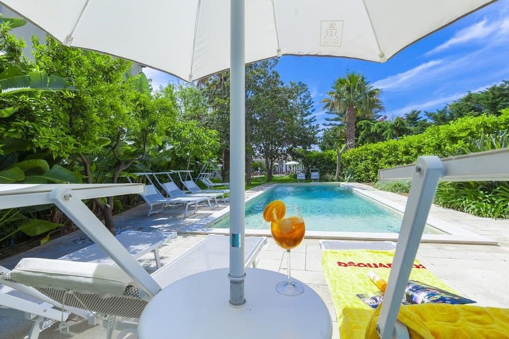 Covered patio with ocean view