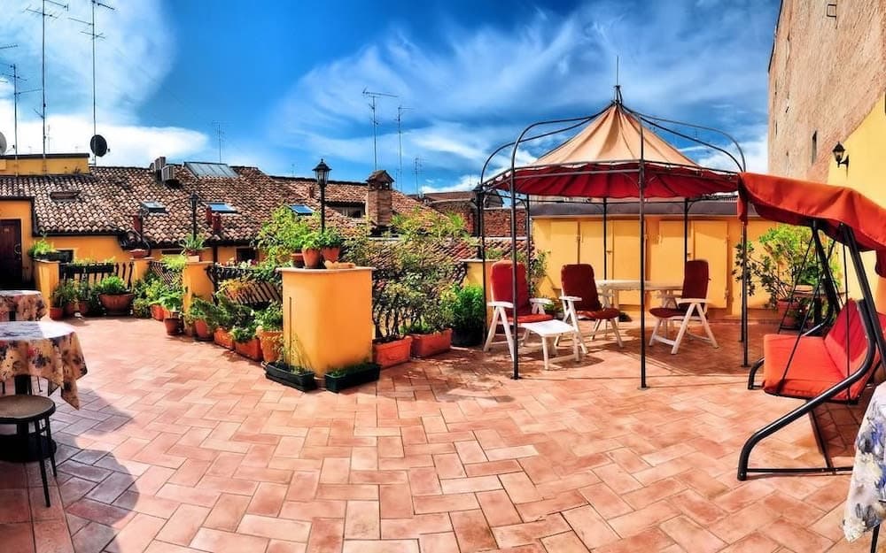 Covered patio with ocean view