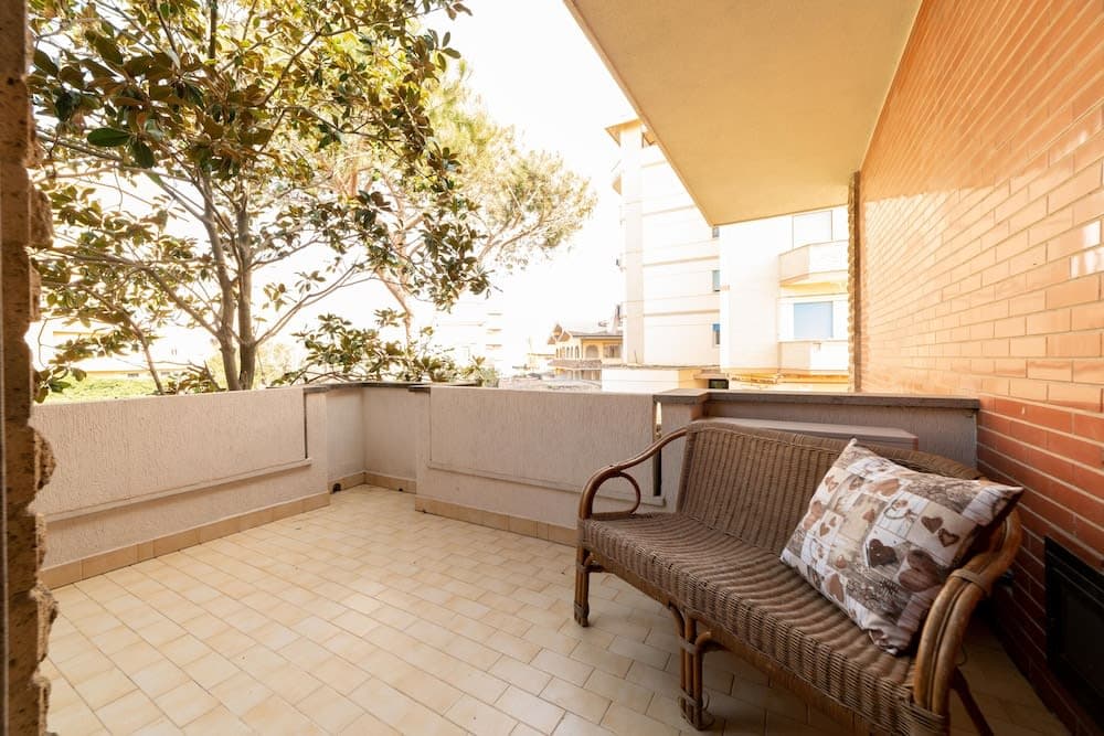 Covered patio with ocean view