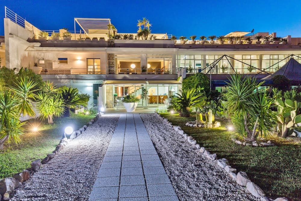 Covered patio with ocean view