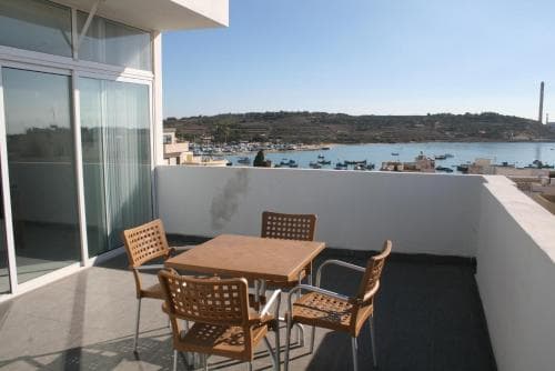 Covered patio with ocean view