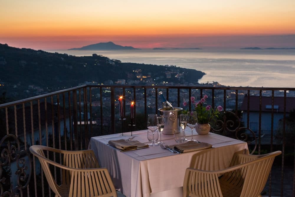 Covered patio with ocean view