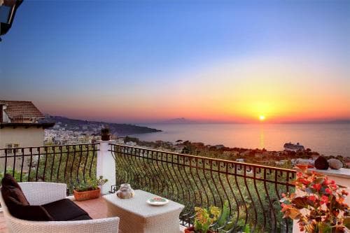 Covered patio with ocean view