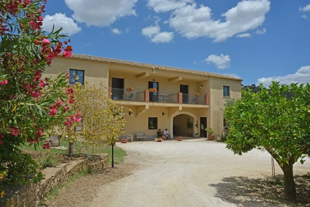 Covered patio with ocean view