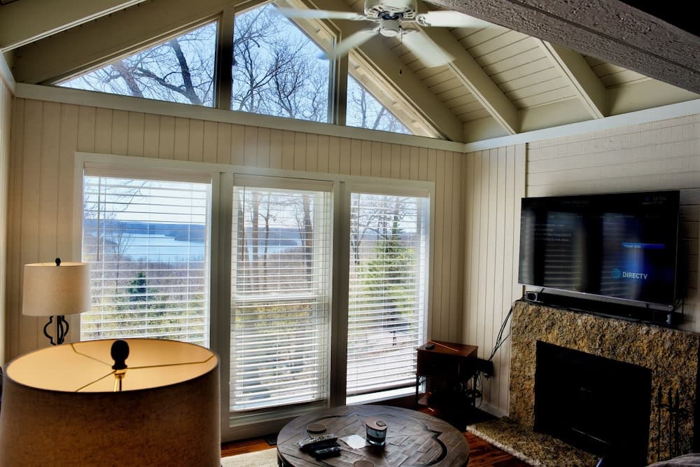 Covered patio with ocean view
