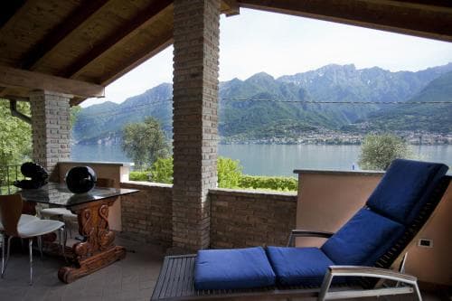 Covered patio with ocean view