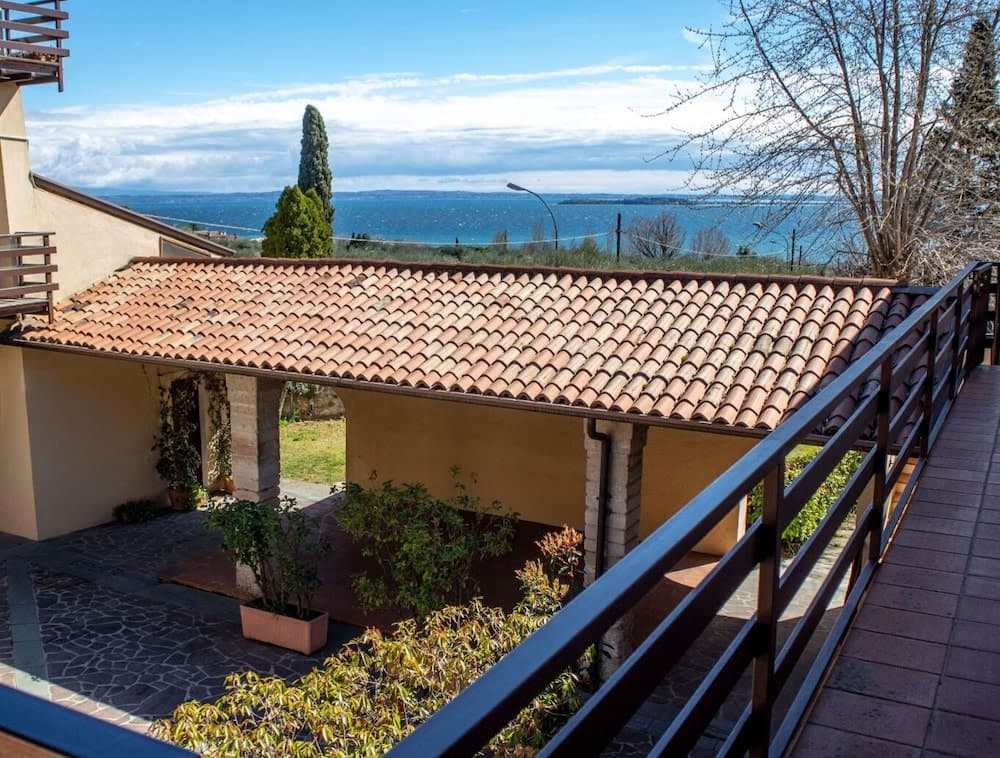 Covered patio with ocean view