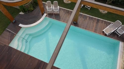 Covered patio with ocean view