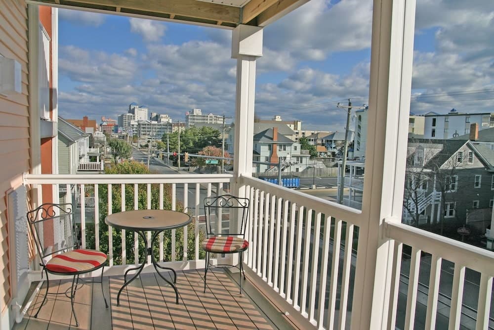 Covered patio with ocean view