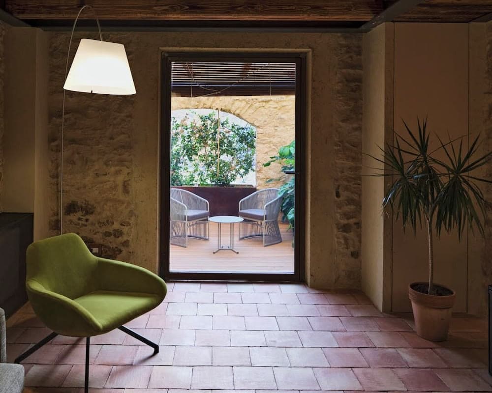Covered patio with ocean view