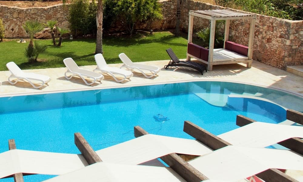 Covered patio with ocean view