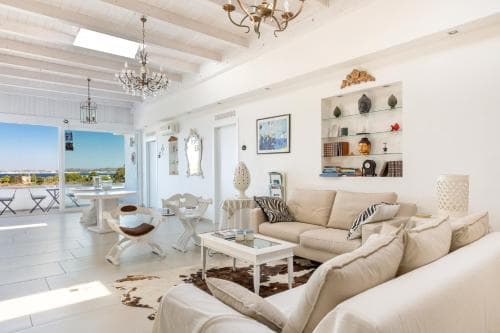 Covered patio with ocean view