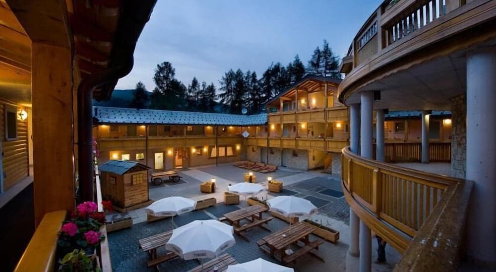 Covered patio with ocean view