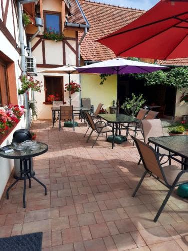 Covered patio with ocean view