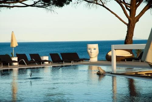 Covered patio with ocean view