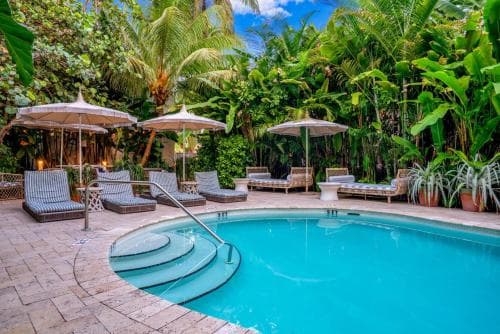 Covered patio with ocean view