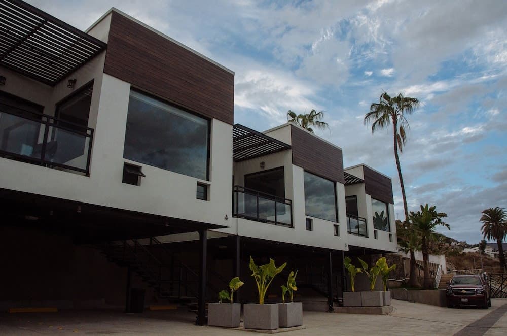 Covered patio with ocean view