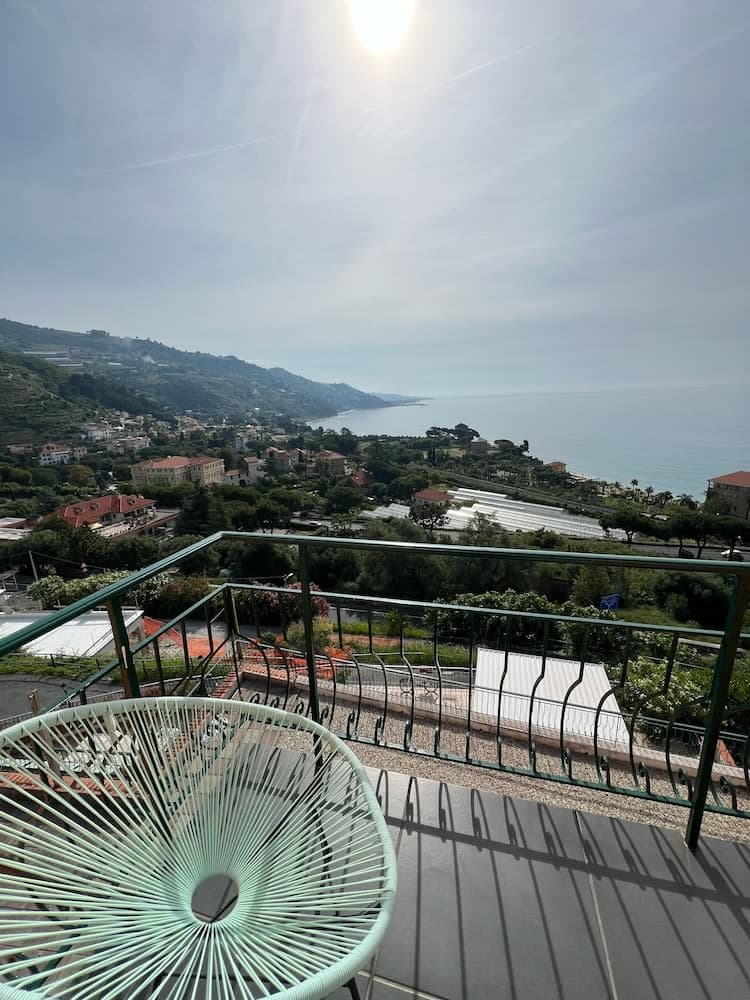 Covered patio with ocean view