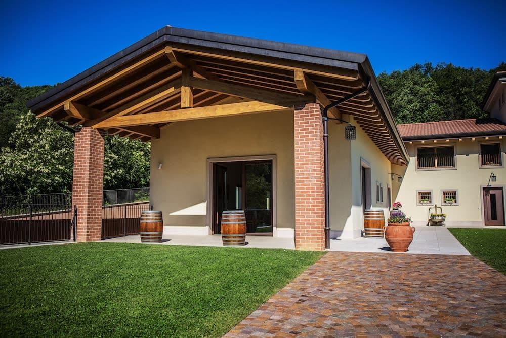 Covered patio with ocean view