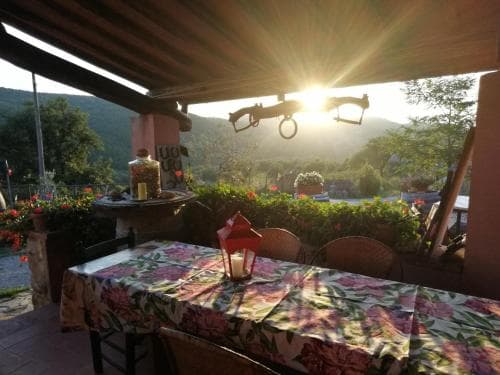 Covered patio with ocean view