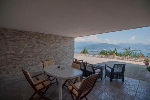 Covered patio with ocean view