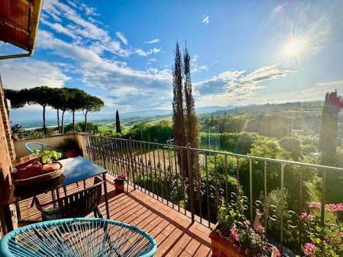 Covered patio with ocean view