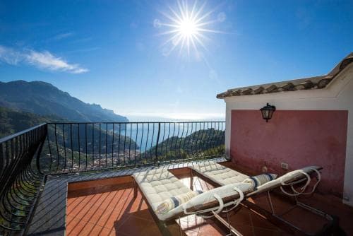 Covered patio with ocean view