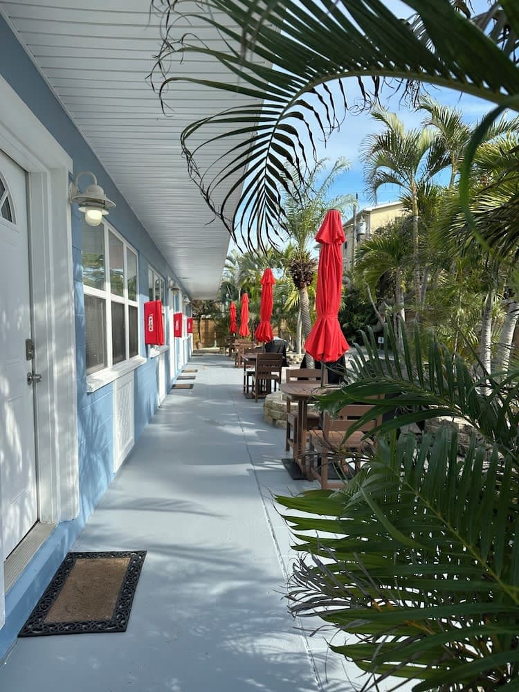 Covered patio with ocean view