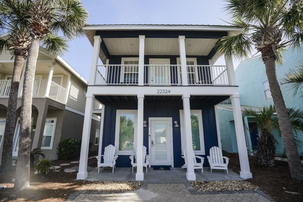 Covered patio with ocean view