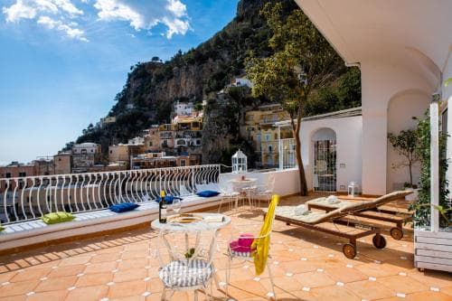 Covered patio with ocean view