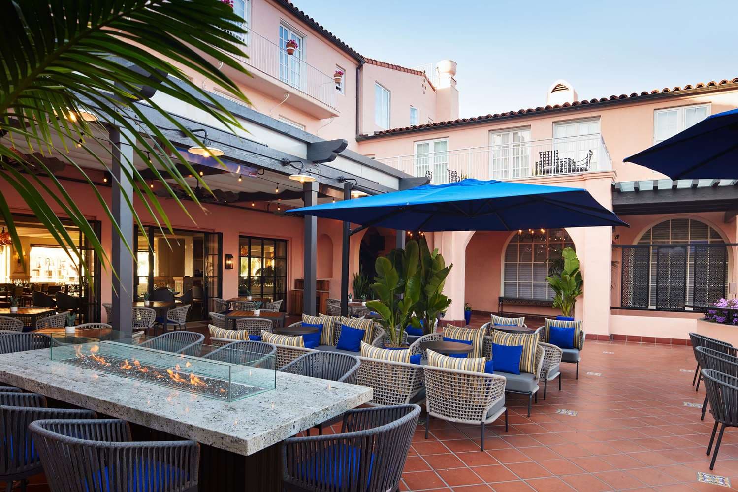 Covered patio with ocean view