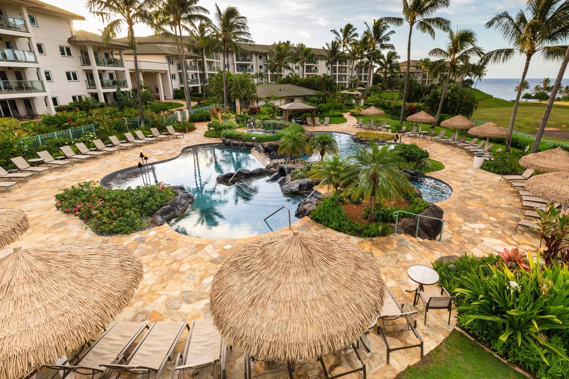 Covered patio with ocean view