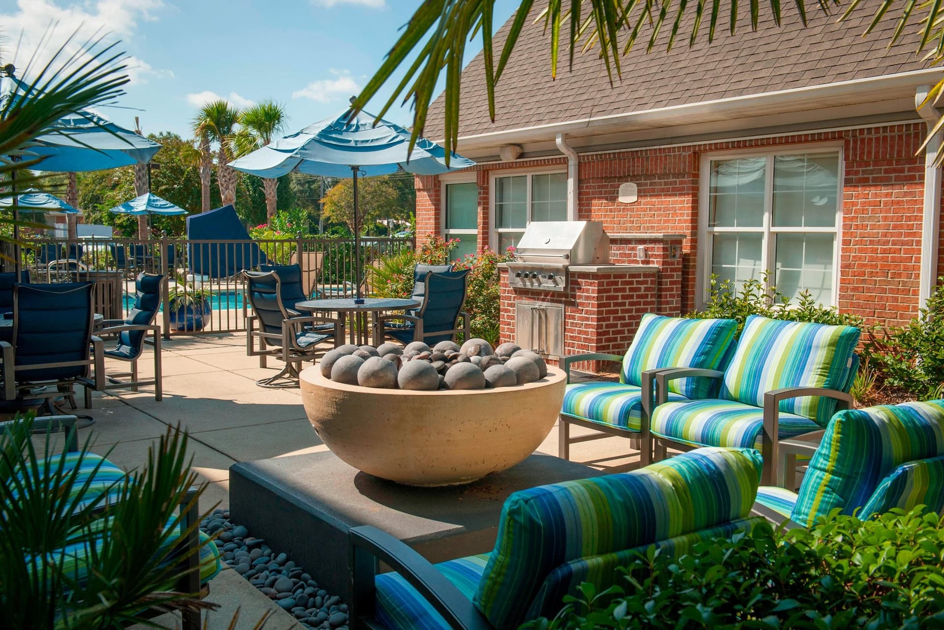 Covered patio with ocean view