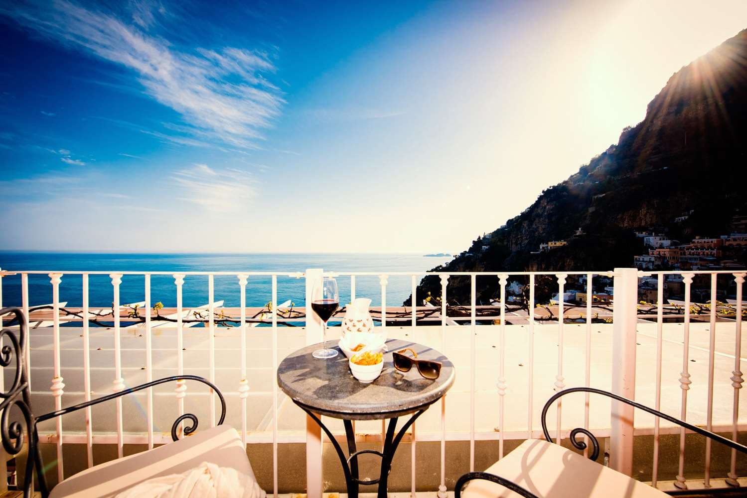 Covered patio with ocean view