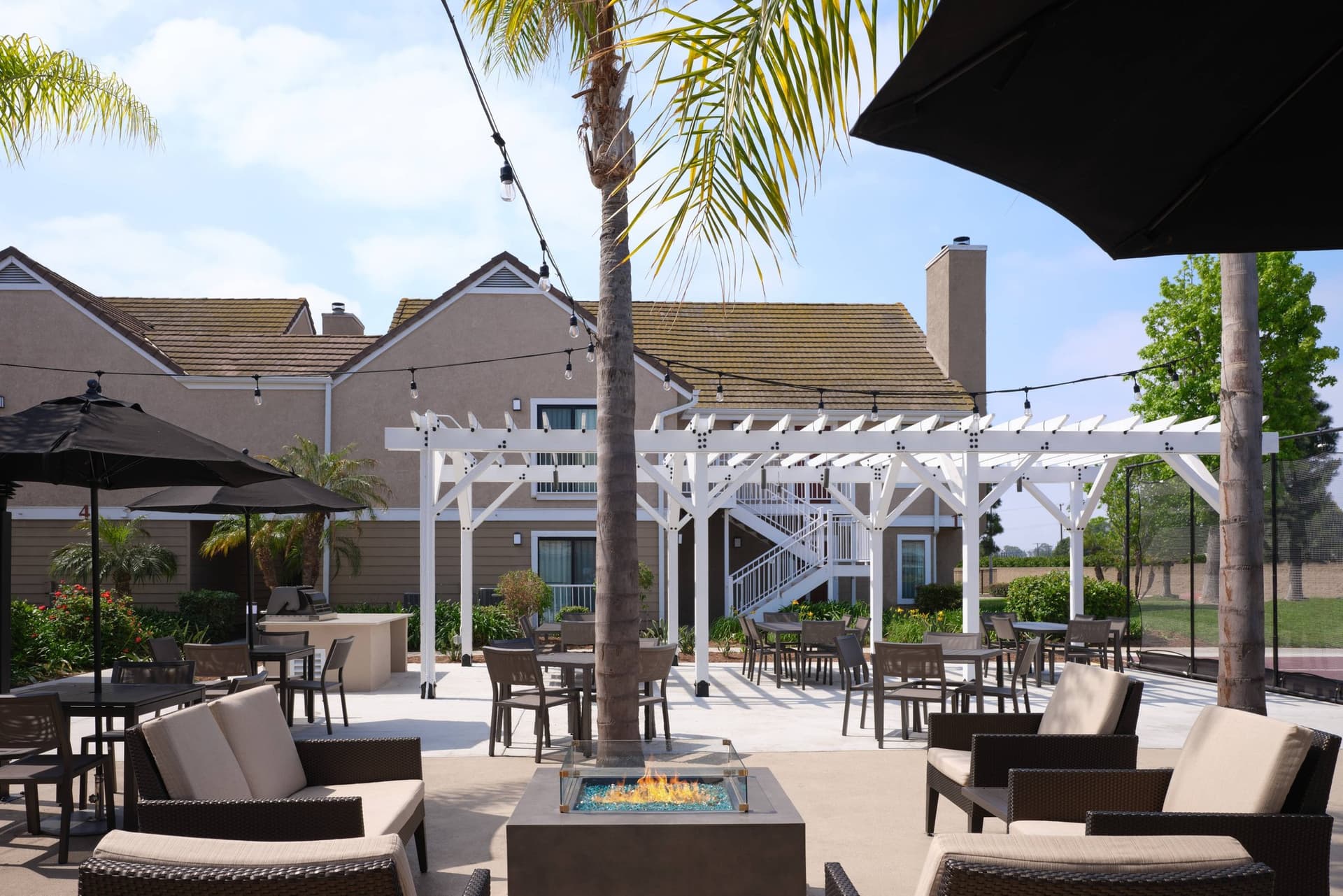 Covered patio with ocean view