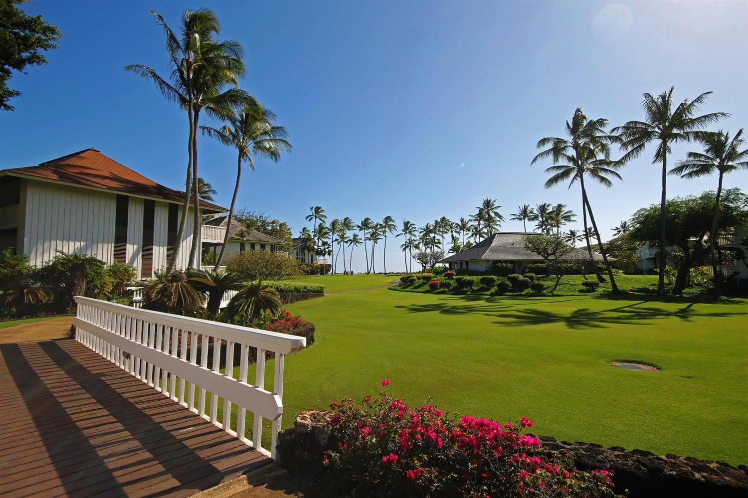 Covered patio with ocean view