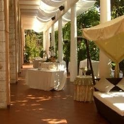 Covered patio with ocean view