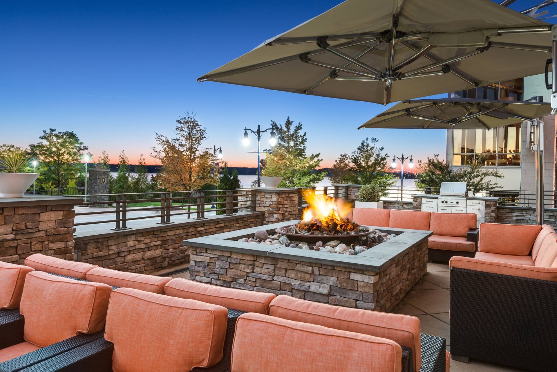 Covered patio with ocean view