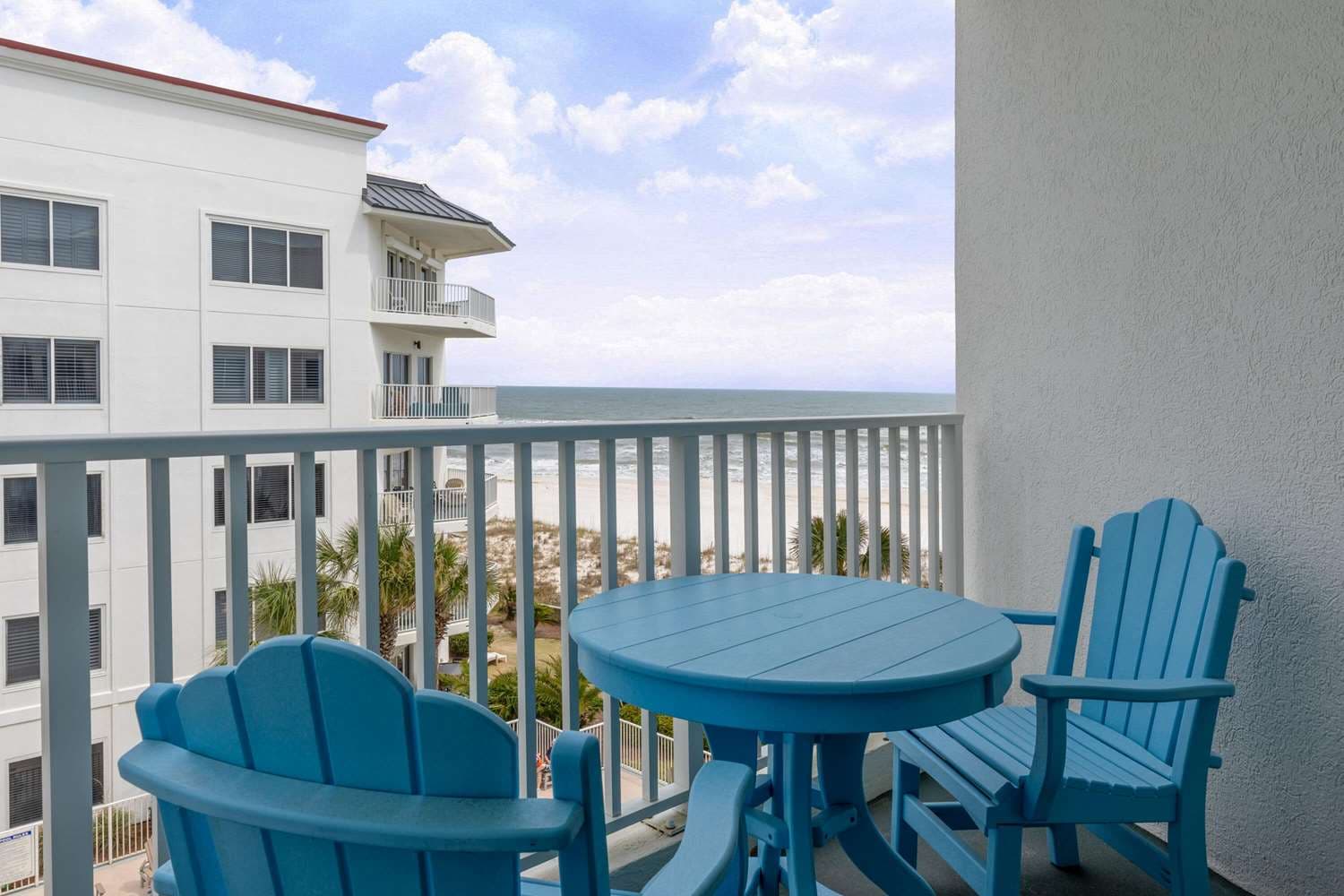 Covered patio with ocean view