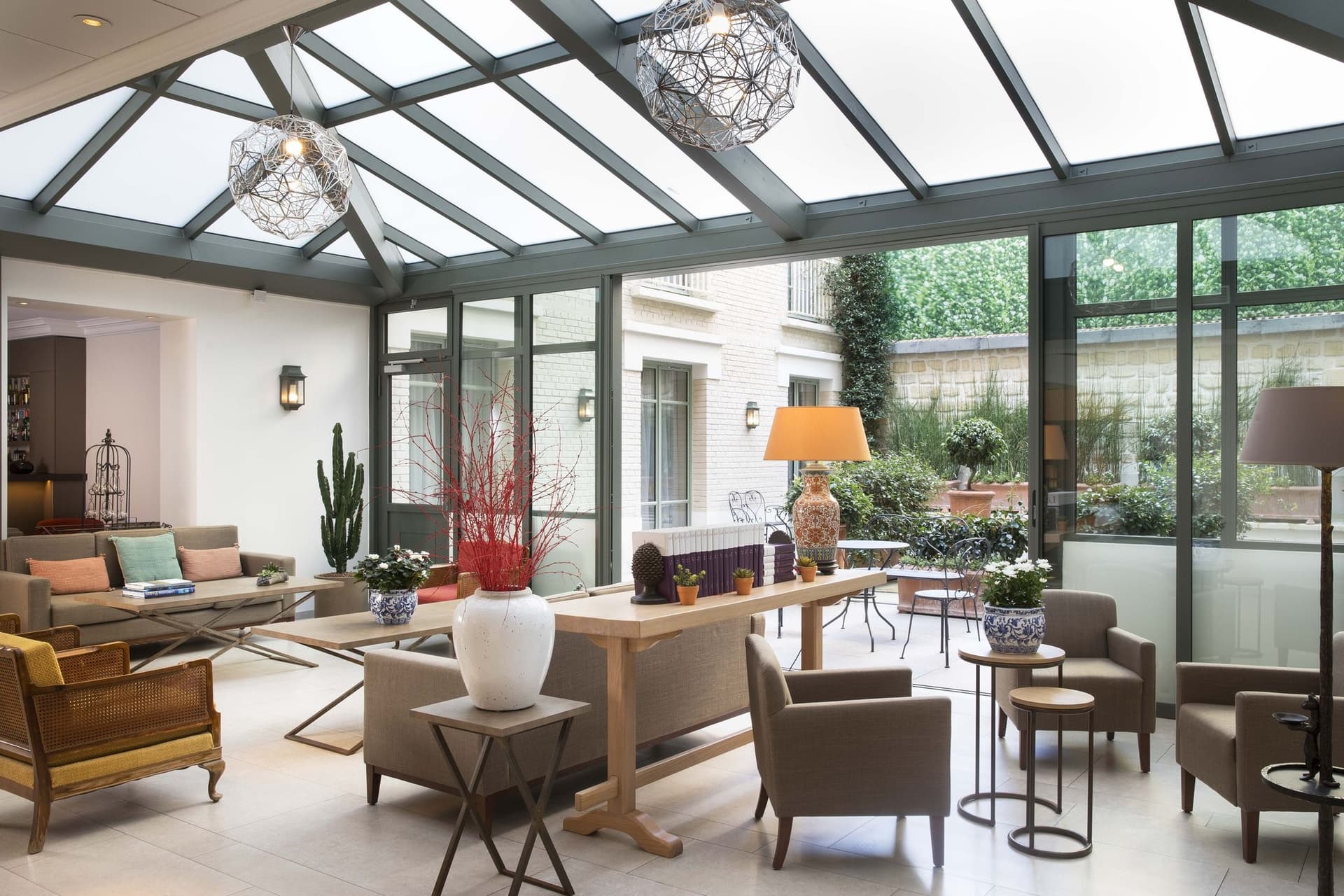 Covered patio with ocean view