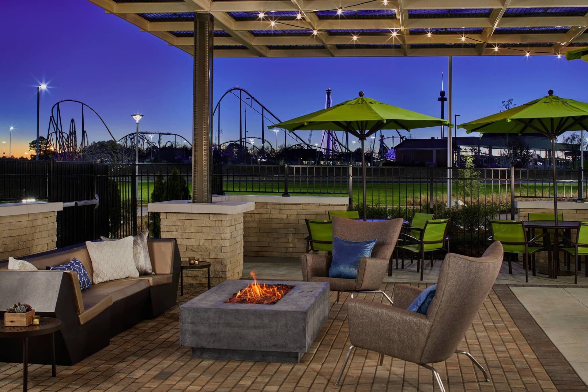 Covered patio with ocean view