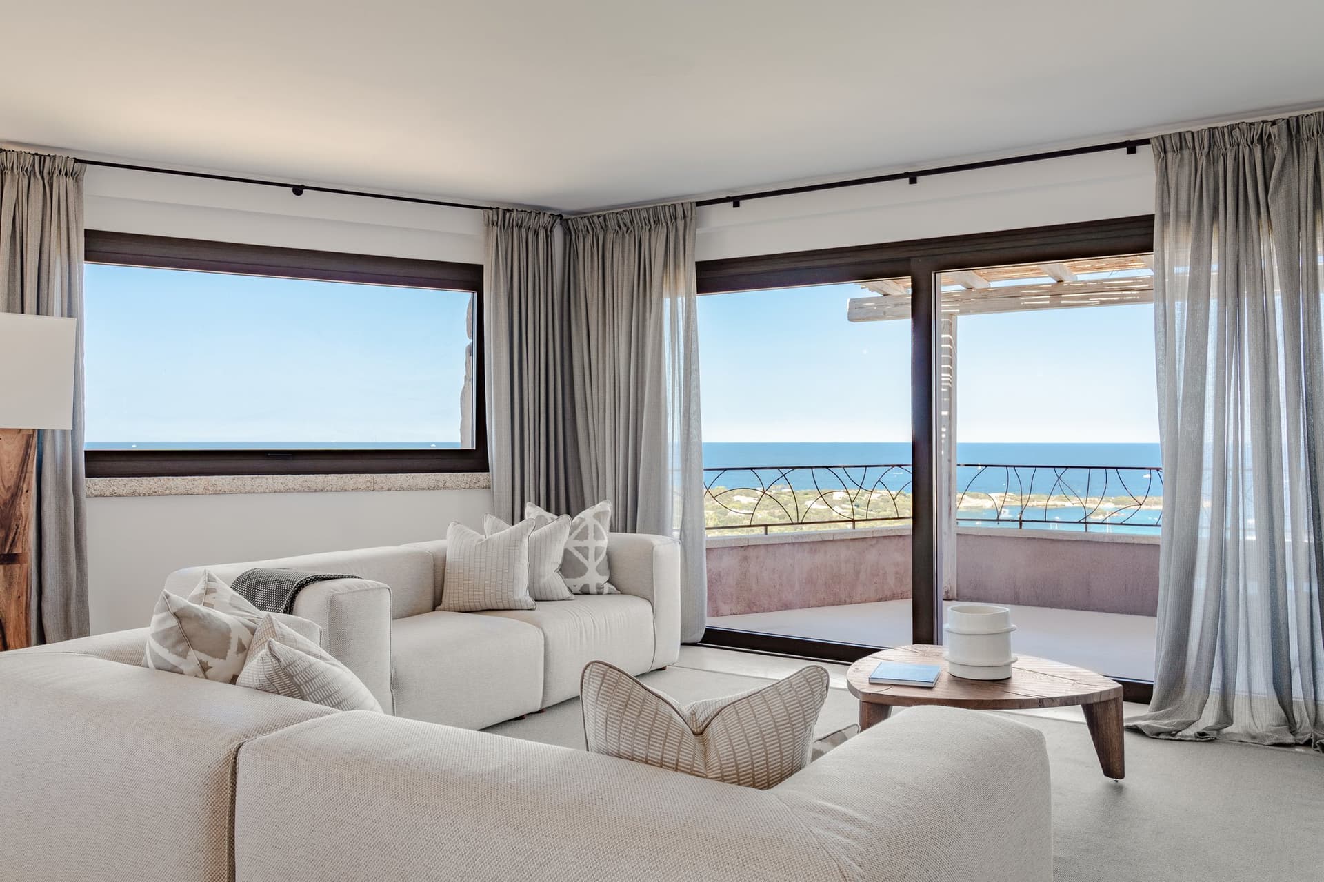 Covered patio with ocean view