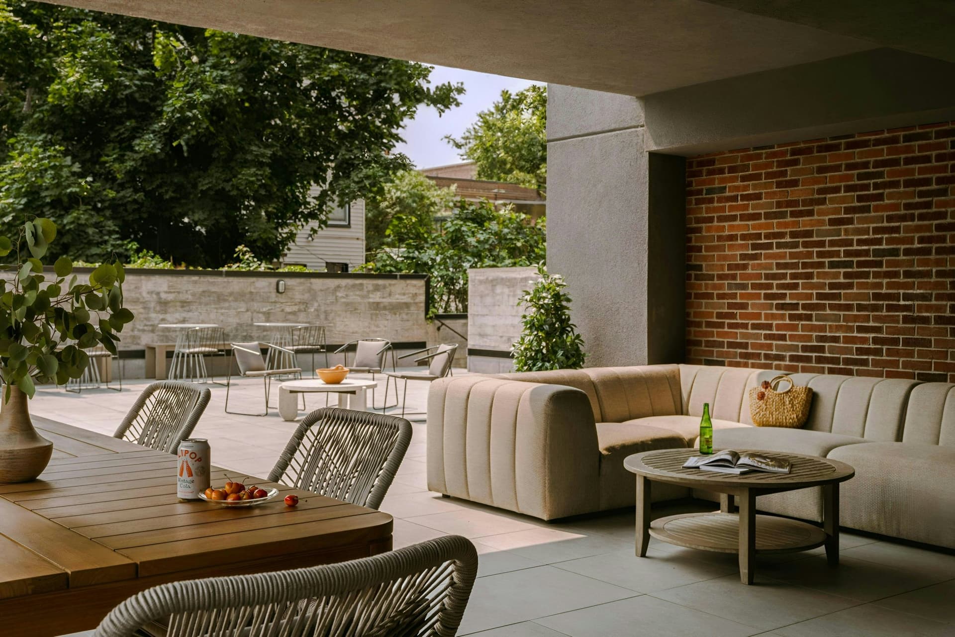 Covered patio with ocean view