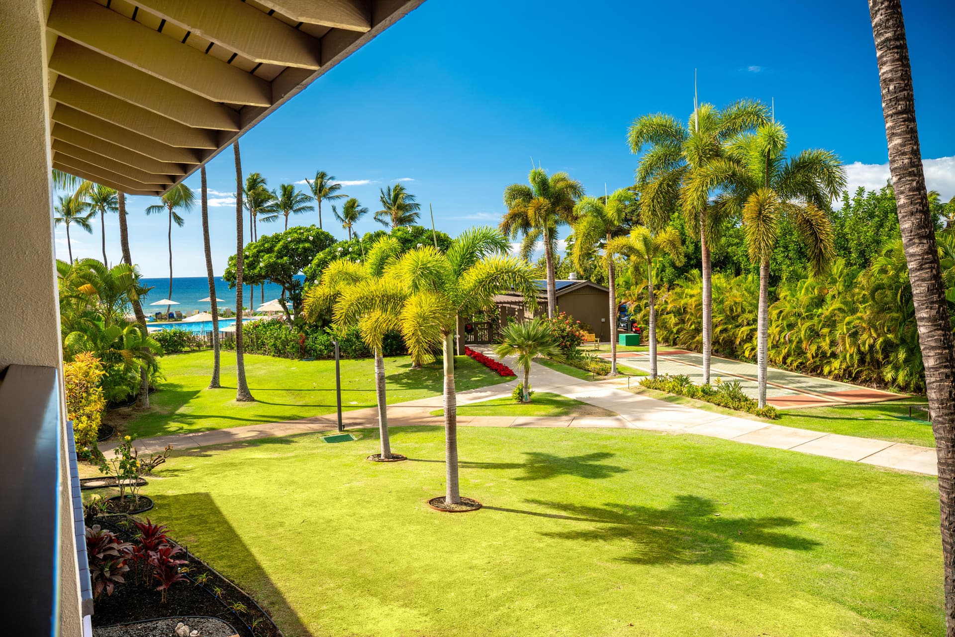 Covered patio with ocean view